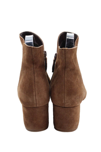 Cole Haan Womens Suede Pointed Toe Zip Up Ankle Boots Brown Size 8 B