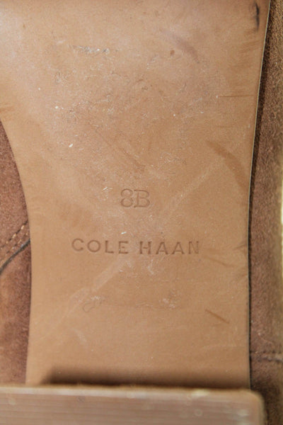 Cole Haan Womens Suede Pointed Toe Zip Up Ankle Boots Brown Size 8 B