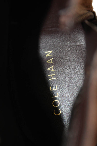 Cole Haan Womens Suede Pointed Toe Zip Up Ankle Boots Brown Size 8 B