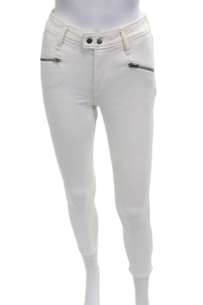 Levis Womens Ankle Jegging Pants White Mid-Rise Button Closure Size 25