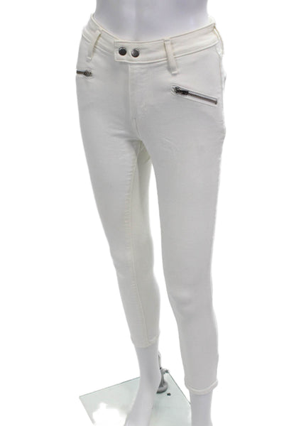 Levis Womens Ankle Jegging Pants White Mid-Rise Button Closure Size 25