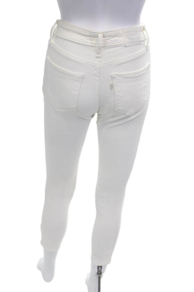 Levis Womens Ankle Jegging Pants White Mid-Rise Button Closure Size 25
