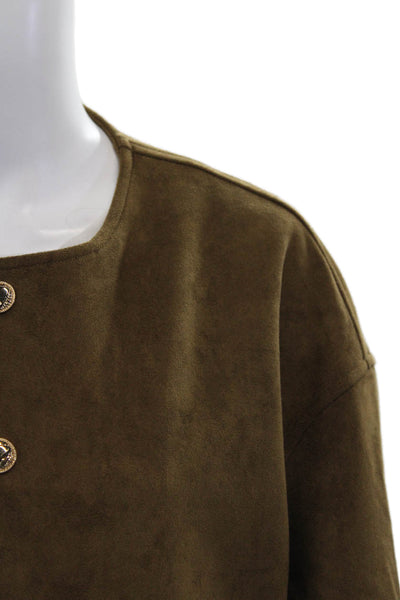 Tout A Coup Women Brown Military Jacket Button Long Sleeve Size 8