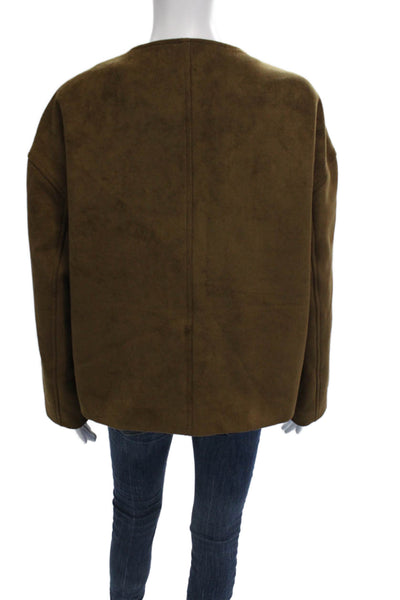 Tout A Coup Women Brown Military Jacket Button Long Sleeve Size 8