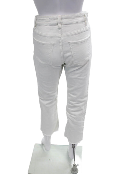 Allsaints Womens Cropped Straight Jeans White Button Size 27
