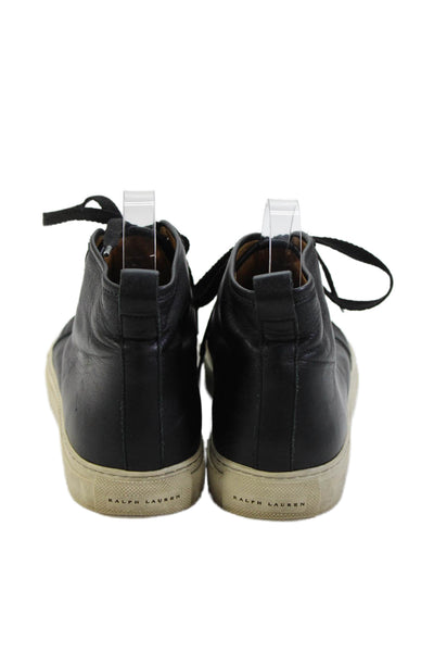 Ralph Lauren Purple Label Womens Leather High Top Sneakers Black Size 37 7 B