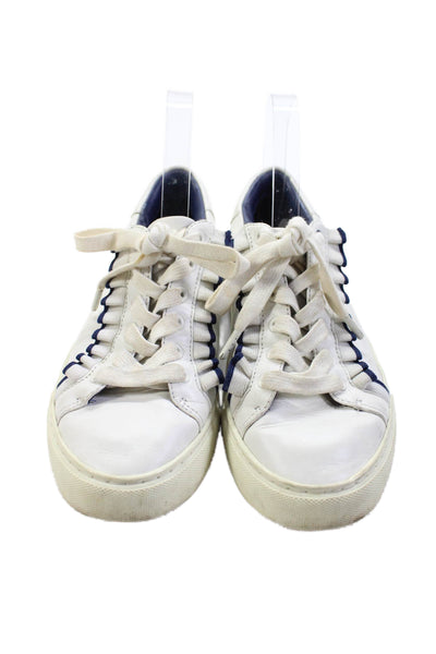 Tory Burch Womens Leather Ruffled Low Top Sneakers White Size 7 Medium