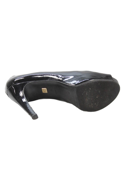 Pour la Victoire Women's Open Toe Platform Stiletto Leather Shoes Black Size 8