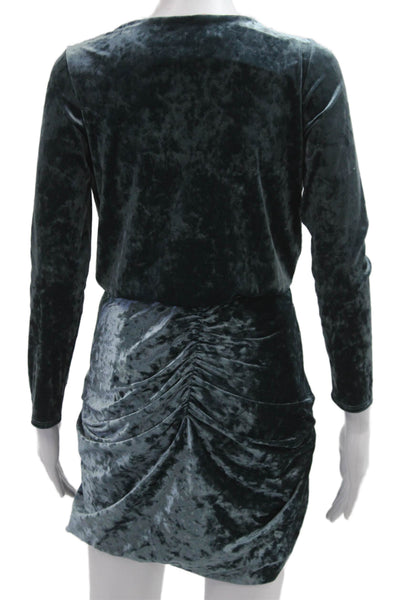 Misa Womens Wrap Mini Dress Dark Gray V-Neck Long Sleeve Size XS