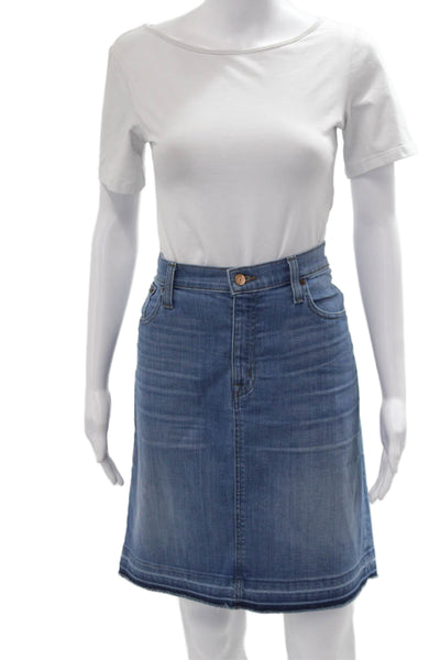 J Crew Womens Blue A-Line Skirt Knee Length Cotton Size 32