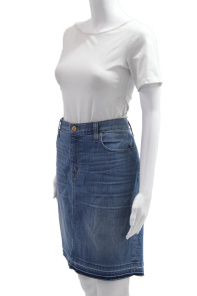 J Crew Womens Blue A-Line Skirt Knee Length Cotton Size 32