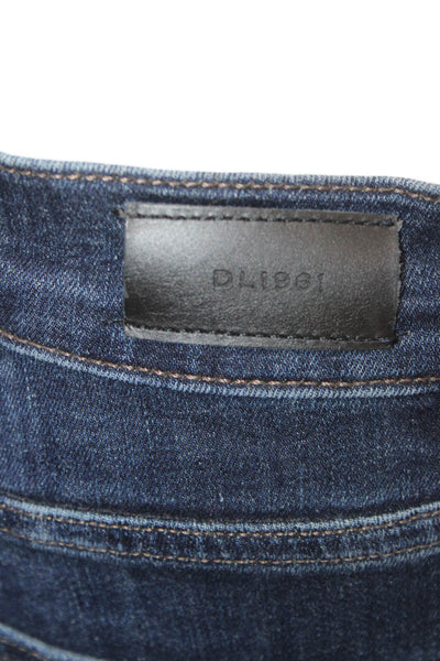 DL1961 Womens Dark Blue Cropped Straight Jeans High Rise Size 31