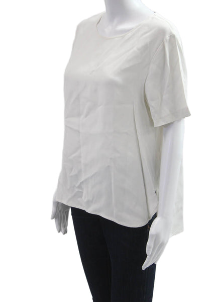 Zara Woman Womens Basic White Polyester Round Neck Short Sleeve Blouse Size L