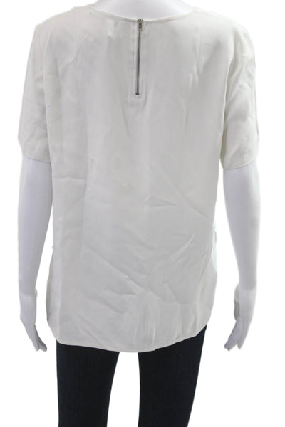 Zara Woman Womens Basic White Polyester Round Neck Short Sleeve Blouse Size L
