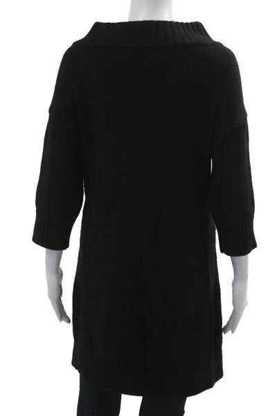 Vince Womens Black Cashmere Alpaca Mockneck Button Cardigan 3/4 Sleeve Size L