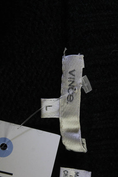 Vince Womens Black Cashmere Alpaca Mockneck Button Cardigan 3/4 Sleeve Size L