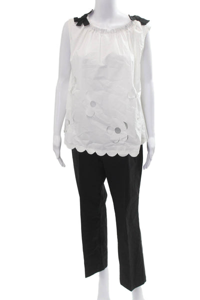Meimeij Womens Cropped Black Dress Pants Cotton Blend Size 44