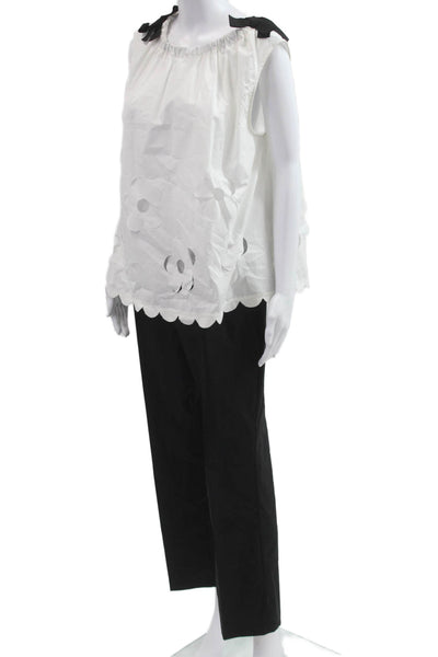 Meimeij Womens Cropped Black Dress Pants Cotton Blend Size 44