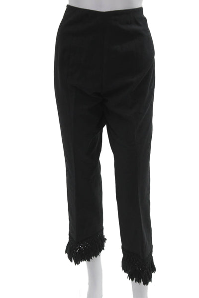 True Royal Womens Cropped Dress Pants Black Zip Cotton Elastane Size 46