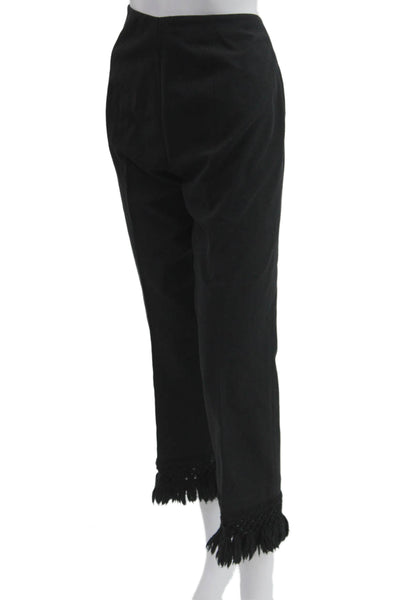 True Royal Womens Cropped Dress Pants Black Zip Cotton Elastane Size 46