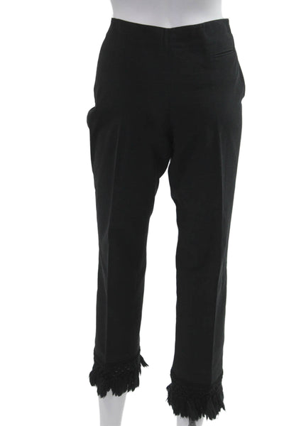 True Royal Womens Cropped Dress Pants Black Zip Cotton Elastane Size 46