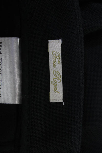 True Royal Womens Cropped Dress Pants Black Zip Cotton Elastane Size 46
