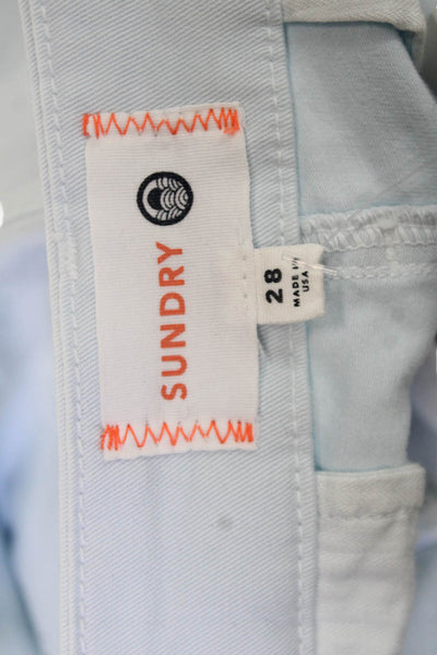 Sundry Unisex Light Blue Chino Shorts Button Cotton Blend Size 28