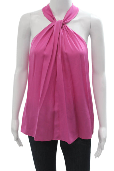Kobi Halperin Women Blouse Pink Silk High Neck Sleeveless Size M