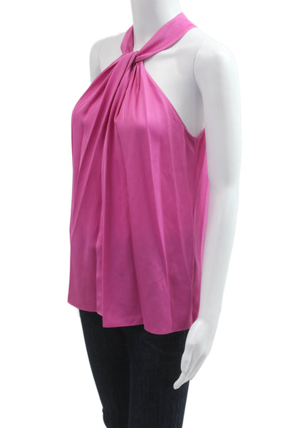 Kobi Halperin Women Blouse Pink Silk High Neck Sleeveless Size M