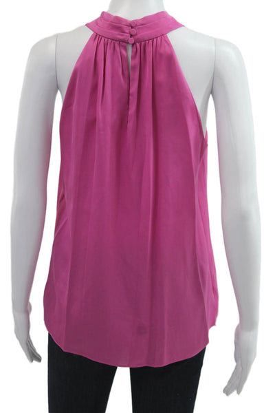 Kobi Halperin Women Blouse Pink Silk High Neck Sleeveless Size M