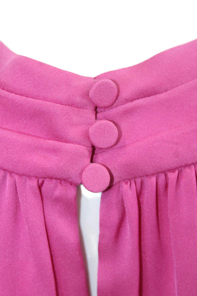 Kobi Halperin Women Blouse Pink Silk High Neck Sleeveless Size M