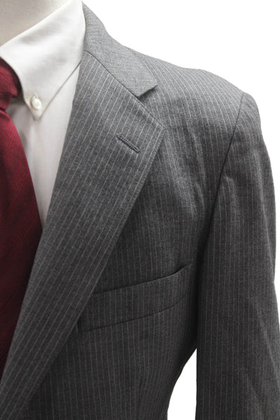 Nordstrom Mens Striped Gray Collared Suit Jacket Button Longsleeve Size 42