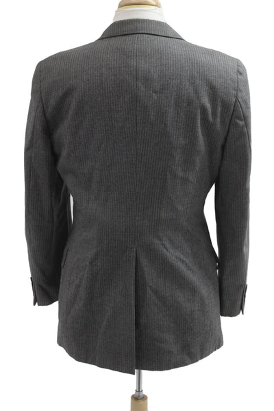 Nordstrom Mens Striped Gray Collared Suit Jacket Button Longsleeve Size 42