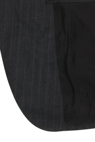 Faconnable Mens Dark Gray Striped Wool Suit Jacket Button Collared Size 56