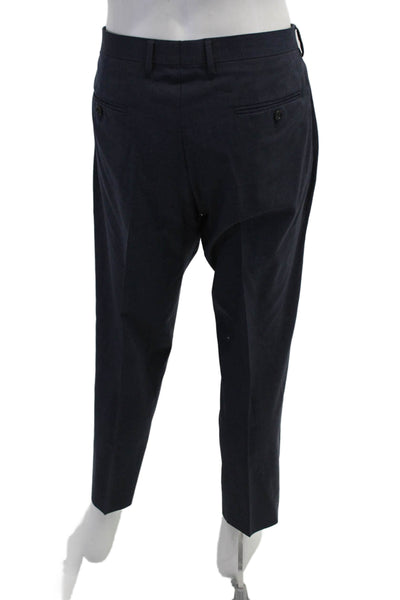 J Crew Mens Cropped Dress Pants Dark Blue Wool Button Inseam 32 Size 35