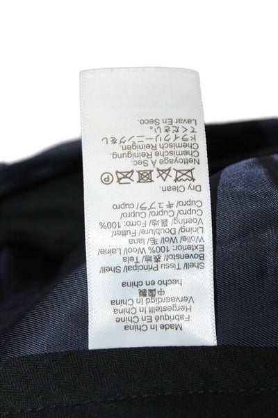 J Crew Mens Cropped Dress Pants Dark Blue Wool Button Inseam 32 Size 35