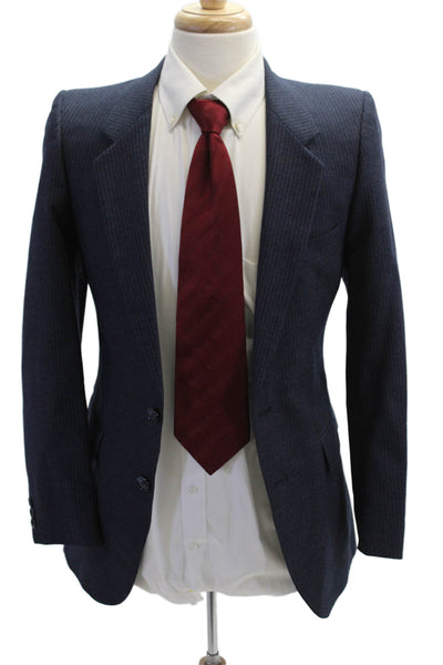 Yves Saint Laurent Mens Suit Jacket Dark Blue Striped Button 80s Size 30