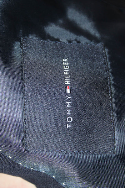 Tommy Hilfiger Mens Dark Blue Wool Blazer Collared Button Solid Fall Size 42