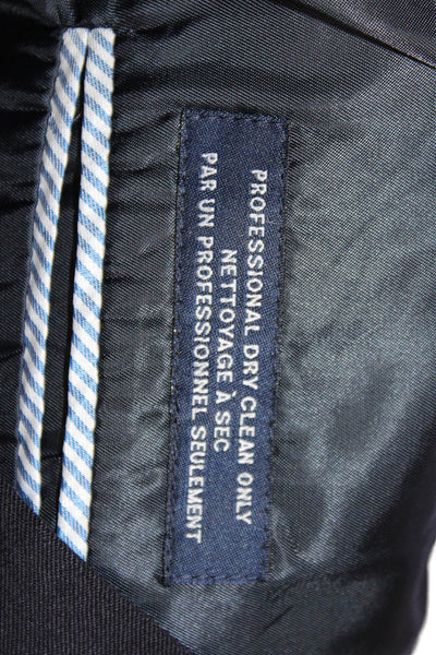 Tommy Hilfiger Mens Dark Blue Wool Blazer Collared Button Solid Fall Size 42