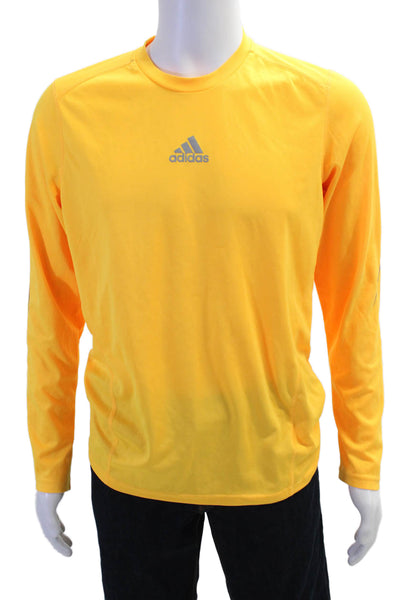 Adidas Mens Yellow Long Sleeve T-Shirt 100% Polyester Size M