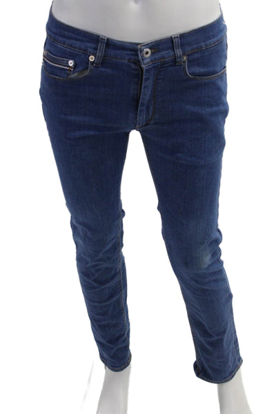 Bugatchi Mens Skinny Straight Dark Blue Jeans Button Size 30