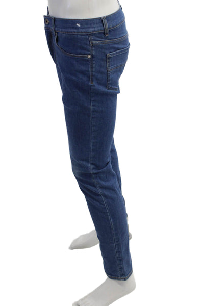 Bugatchi Mens Skinny Straight Dark Blue Jeans Button Size 30