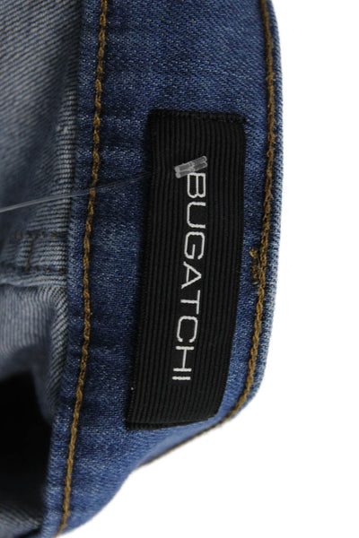 Bugatchi Mens Skinny Straight Dark Blue Jeans Button Size 30