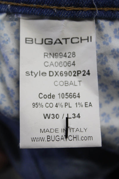Bugatchi Mens Skinny Straight Dark Blue Jeans Button Size 30