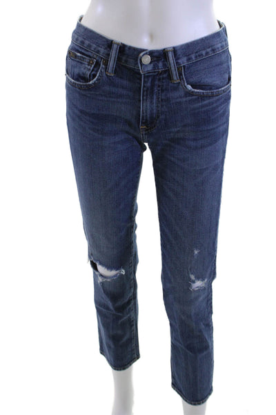 Polo Ralph Lauren Women Ankle Cropped Dark Blue Mid Rise Jeans Size 25