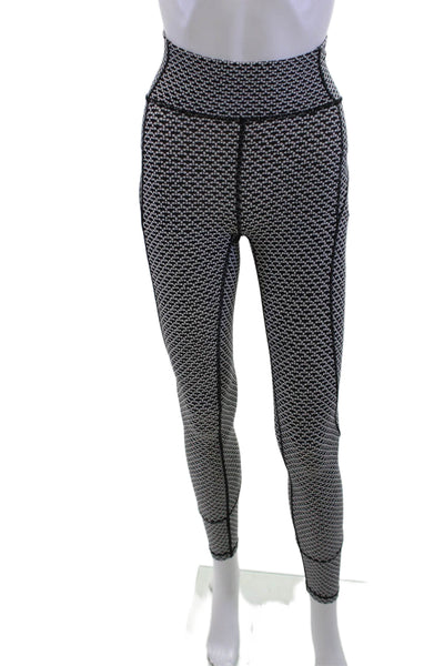 Lululemon Womens Ankle Leggings Black Geometric Nylon Blend Size 2