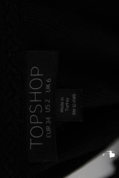 Topshop Womens Black Cotton Bodycon Mini Dress Sleeveless Crew Neck Size 2