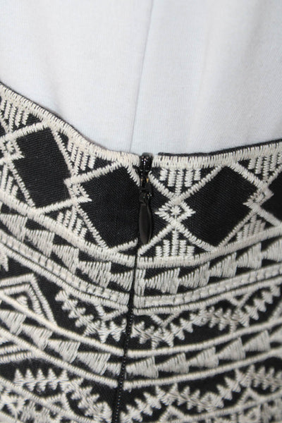 Zara Womens Maxi Peasant Skirt Black Linen Blend Geometric Long Size XS