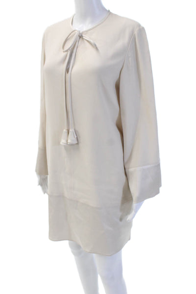 Paule Ka Womens Shift Dress Beige Long Sleeve Knee Length Size S