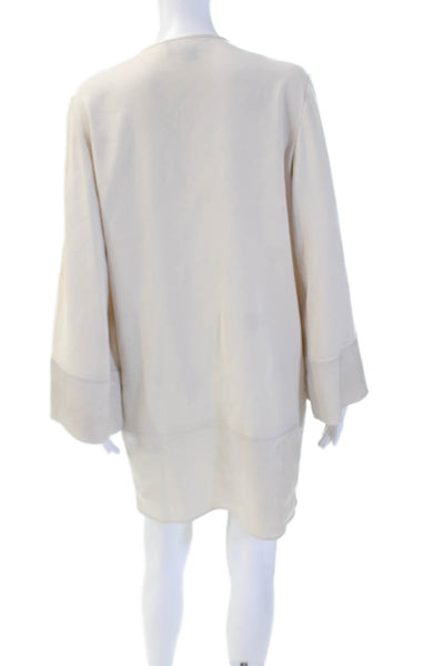 Paule Ka Womens Shift Dress Beige Long Sleeve Knee Length Size S